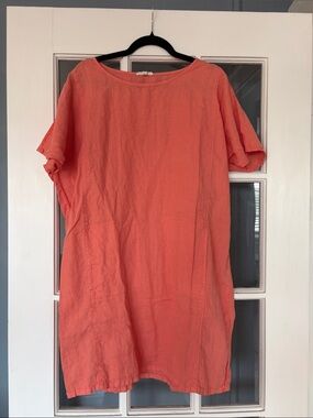 Eileen Fisher Coral Linen Dress